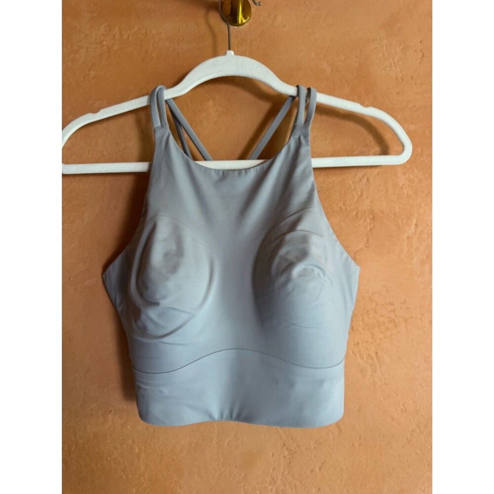 Lululemon Strappy Back Sports Bra Gray High Neck Longline Bra